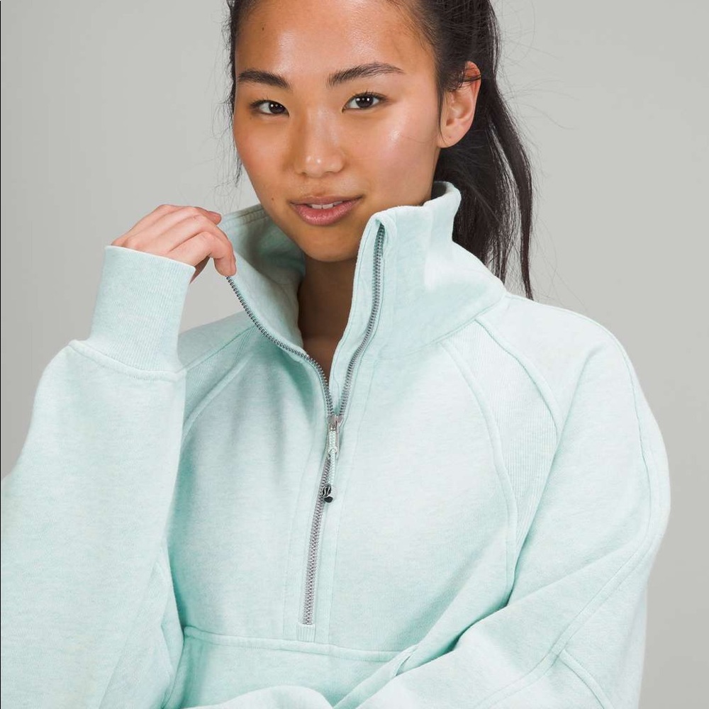Lululemon Scuba Oversized Funnel Neck Half Zip Heathered Mint